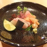 日本料理 たかむら - しまあじ、閖上の赤貝、三厩鮪、水前寺のり