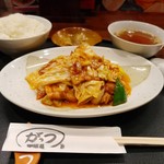 中華屋がっつ - ランチセット　豚肉とキャベツのみそ炒め