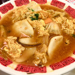 Bamiyan - 餃子博覧会限定の甘辛ラーメン。赤からを思い出させてくれるラーメンです笑