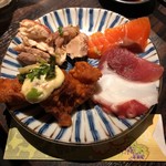 全席完全個室居酒屋　榎や - 2019.3.5  刺身、唐揚げ、焼鳥