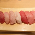 まぐろや石亭 - 「究極のまぐろ七貫握り」