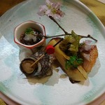 彩懐石 わらび高砂 - さくらますと竹の子の吹き味噌焼き