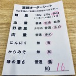 Narutoya - 漢(おとこ)麺オーダーシート