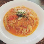 Andantei - ひき肉とキャベツのピリ辛トマトソースパスタ