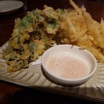 大衆居酒屋 魚炭 - 白魚と菜の花天ぷら