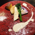 神楽坂 鉄板焼 中むら - 季節の焼き野菜　ブールルージュソース　北海道産玉葱　カクレイ茸　スティックセニョール　茨城産紅時雨大根　シルクスイート