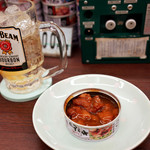 鉄道バー 駅 - ジムビームとほていの焼き鳥缶で♪