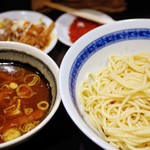 中華そば べんてん - つけ麺並、つまみチャーシュー、辛味