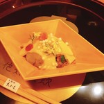 京料理 たか木 - ホタルイカと帆立と春のお野菜の黄身酢がけ