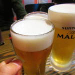 個室の日本酒和バル ハラペコ鶏 - ビールで乾杯！