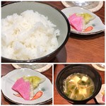 Teppanyaki Hiyori - ◆ご飯はツヤがあり美味しい。 ◆お味噌汁も出汁を感じて美味しい品。 ◆香の物