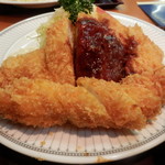 味のうえだ - ロースかつ＆ジャンボエビフライセット