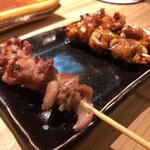 先斗町 炭楽屋とりうめ - せせり ¥190+tax + ハラミ ¥190+tax + えんがわ ¥140+tax