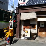 Umai Monya Sakura - お店の外観。京阪電車の線路沿いにあります。