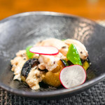 Arashida - 蒸し鶏と焼きナスのトリュフビネガーソース