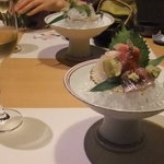 いづみ荘 - お造り（金目鯛、鯵、鯛）