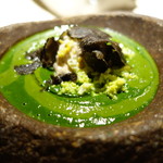 Le Calandre - Custoza Broccoli puree with tuna belly gelato