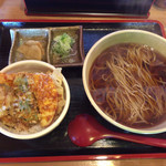 Teuchi Soba Nagomi - かけ蕎麦とミニ天丼セット (950円)