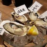 生牡蠣全4種類食べ比べ ～兵庫県岩見産、広島県情島産、福岡県門司産、兵庫県坂越産
          (2019.2月) 