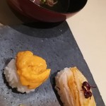 厨翠山   - 雲丹、帆立　
      （ニ、オホーツクの塩）