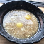 徳山鮓 - 最後に月の輪熊鍋の旨味たっぷりの出汁に山芋とろろご飯という贅沢な逸品に変貌。