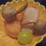 まき村 - 帆立おかき揚げ　銀杏　くわい