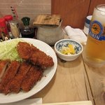 ふく屋 - 生ビール＋チキンカツ