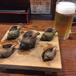 つぶ焼 かど屋 - つぶ焼とビール