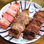 串一徹 - 厚切りベーコン＋ロース＋ハラミ(塩)　2018.4.27