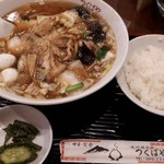 Tsukubaya - 肉そば770円+小ライス200円