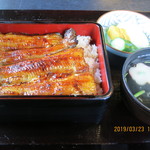 うなぎ割烹 湊家 - 上鰻重（香の物・きも吸付，全景）