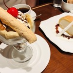 珈琲茶館 集 - チョコバナナパフェ&ロールケーキ