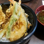 天丼あさひ - 天丼550円＋赤出汁100円