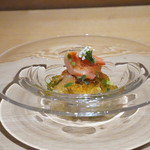 日本料理 e. - 赤貝と鮑の土佐酢ジュレがけ