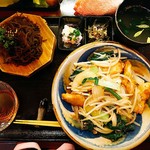 沖縄料理 魚人 - 漬けマグロの塩ダレチャンプルー定食900円