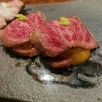 旬魚旬菜まるとび - 三種盛り　雲丹の牛巻き