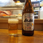 ふさ鮨 - ビールはアサヒ、グラスはキリン