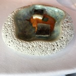 El Celler de Can Roca - ★8Dried eel from Delta de l'Ebre with a foam of garlic and red pepper, charcoal-grilled eel, stir-fry dried potato and saffron oil