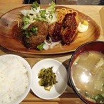 Niku Massuru Suguru - ハンバーグと雲仙ハムカツのコンビ定食