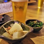 福岡 炉端もん - お通しと生ビール