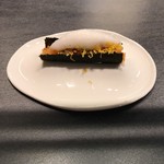 ABaC RESTAURANT & HOTEL - ★9Nori seaweed textures, cured salmon, trout eggs, butter and lyophilised soya Tupinambur bark with celery chips, parmesan and lio basil