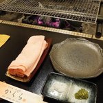 かぐら - 網で焼いて、塩か刻みワサビで頂きます。