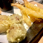 天ぷらとワイン 小島 - エビ、ロッシーニ、鴨肉