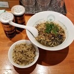 麺屋 六感堂 - ブラック担々麺（汁なしバージョン）＋ばっけ味噌まぜ飯
