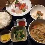 居酒屋 美濃家 - お刺身定食（うどん・小鉢付き）980円