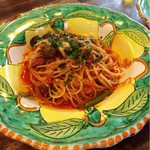 pizzeria felice - ホタルイカと菜の花・オリーブとニンニクのトマトソース