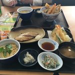 夢庵 - ランチ 焼魚 鰆の季節ご飯1079円。天ぷらの海老は駄目。