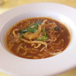 四川料理 桃源郷 - ２０１８温色健美ランチ　２１００円（税込）山椒の香りの味噌と甜麺醤入りタンメン【２０１８年２月】