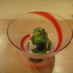 野嵯和 - 松の実豆腐と菊菜のジュレ（以下８枚11月の料理）