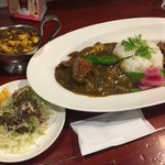 大衆中遊華食堂 八戒 - 全部のせ3種合いがけカリィ（￥1500）